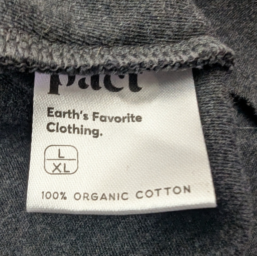 Pact 100% Organic Cotton Dark Gray Open Front Cardigan w/ Front Pockets Sz L/XL - Picture 5 of 10